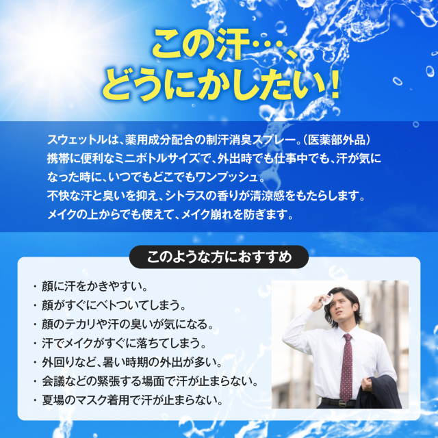 薬用制汗消臭スプレー：Sweatlle（スウェットル） 2本組