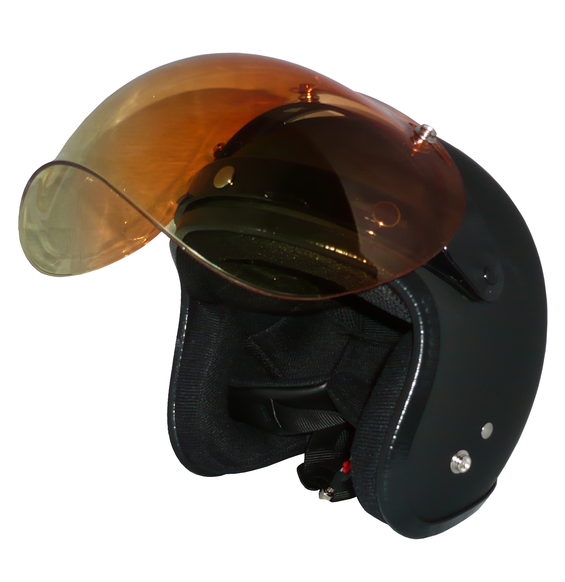 ZK-300(内装外して洗える！）スモールジェット（マットブラック）+グラデーションアンバーバブル+フリップアップ 3点セット