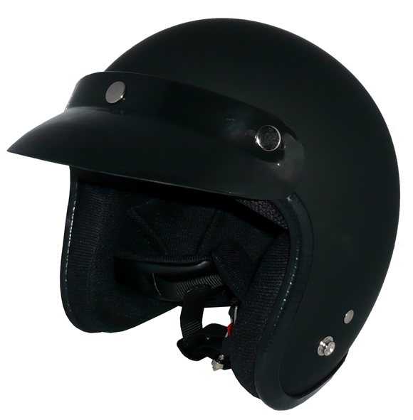 ZK-300(内装外して洗える！）3点ボタン式バイザー付きスモールジェット（マットブラック）  全排気量対応 社外も装着可