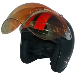 ZK-300(内装外して洗える！）スモールジェット（メタリックブラック/レッド）+グラデーションアンバー+フリップアップ 3点セット