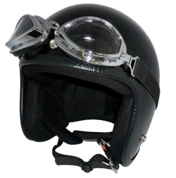 ZK-300(内装外して洗える！）装飾ビンテージゴーグル付き スモールジェット（ブラック）  全排気量対応 社外装着可能