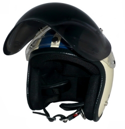ZK-300(内装外して洗える！）スモールジェット（アイボリー/ネイビー）+ダークスモークバブル+フリップアップ 3点セット
