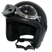 ZK-300(内装外して洗える！）装飾ビンテージゴーグル付き スモールジェット（ブラック）  全排気量対応 社外装着可能