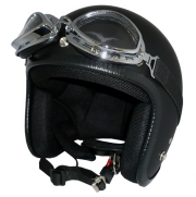 ZK-300(内装外して洗える！）装飾ビンテージゴーグル付き スモールジェット（マットブラック）  全排気量対応 社外装着可