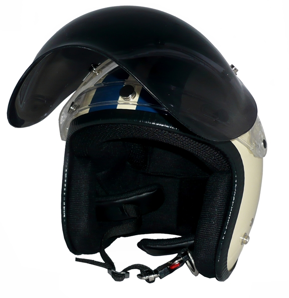 ZK-300(内装外して洗える！）スモールジェット（アイボリー/ネイビー）+ダークスモークバブル+フリップアップ 3点セット