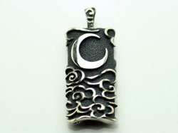 和柄/三日月/雲間に月 シルバーペンダントトップ