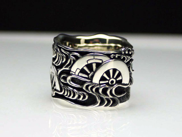 片輪車 シルバーリング/和柄 車輪/然