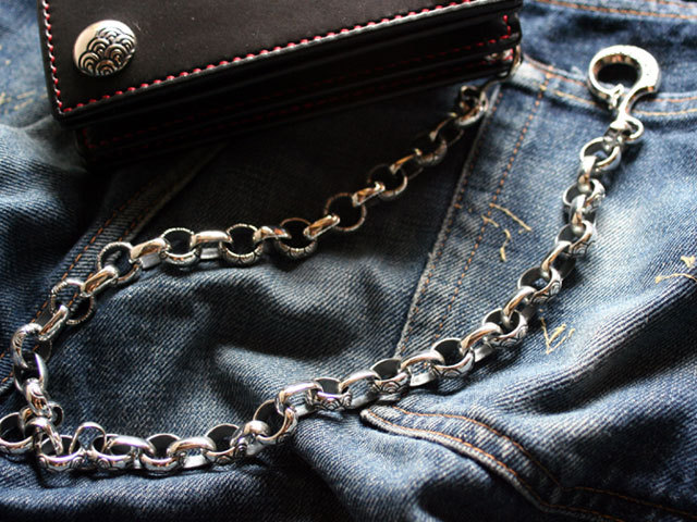 青海波シルバーウォレットチェーン/日本伝統文様 