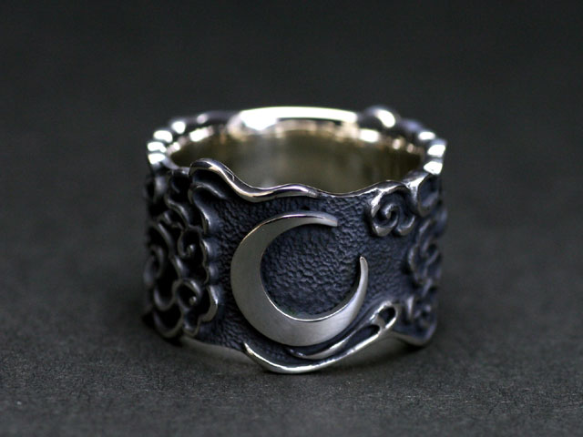 和柄/三日月/雲間に月シルバーリング