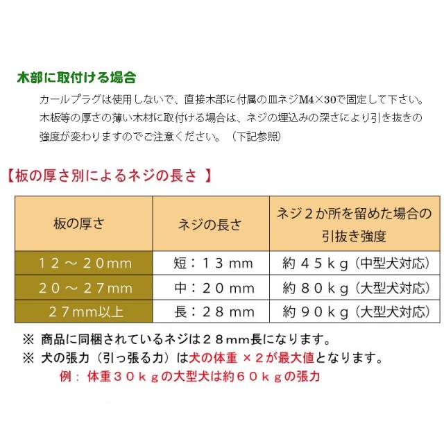 リードフック 取付方法 木部