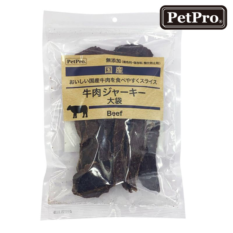 犬 おやつ 無添加 国産 日本製 ペットプロ 牛肉ジャーキー 大袋 130g