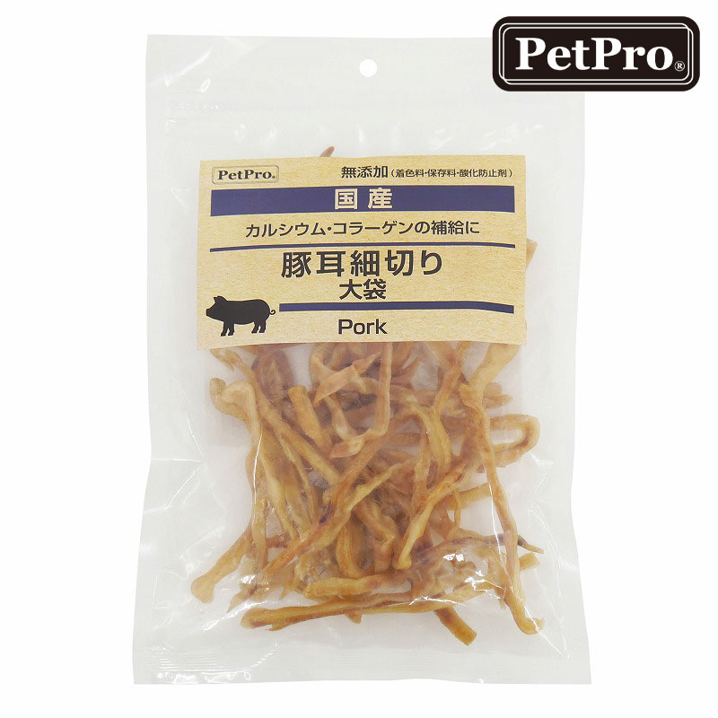 犬 おやつ 無添加 国産 日本製 ペットプロ 豚耳細切り 大袋 160g