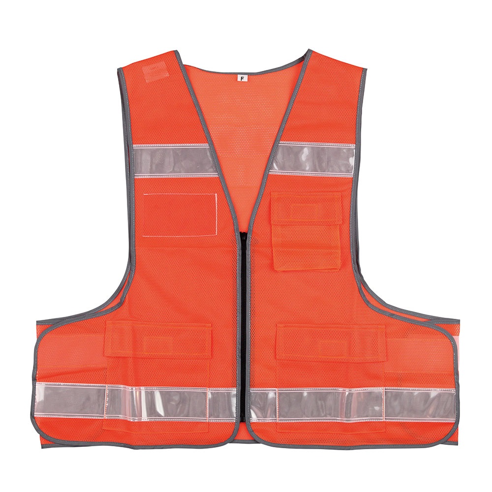 抗菌 パトロール反射ベスト 名入れ不要 差し込み式  （オレンジ） 橙色