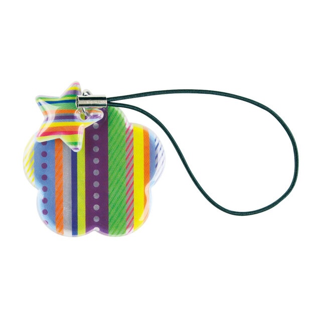 反射 カラフルストライプツインキー キーホルダー