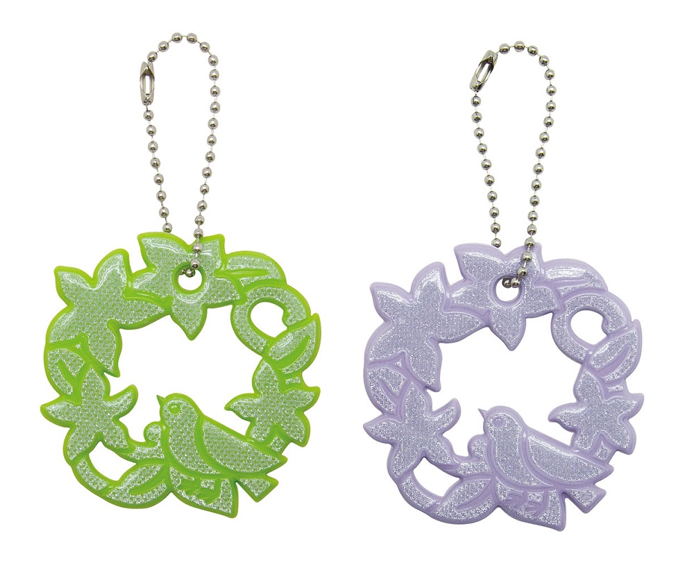 キラキラ リースリフレクター 交通安全 ストラップ 反射　選べる2色