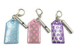 ネーム タグ ホイッスル リフレクター キーホルダー 反射  【春色】　【メール便可】