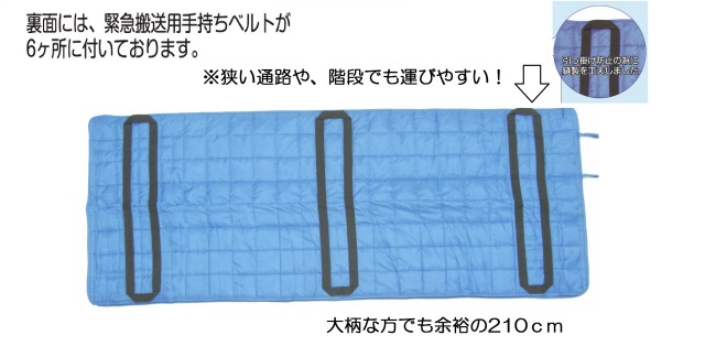 防災備蓄用寝袋 真空パック入り 1セット 担架機能付き （介護・医療
