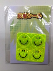 【100シートセット】 3D 反射 リフレクター ニッコリマーク ステッカー シール 【蛍光黄】