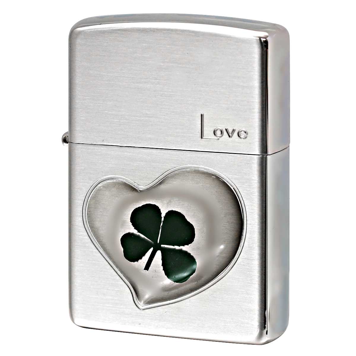 Zippo ジッポー 四つ葉 クローバー 本物 ラブ Love 愛 銀サテーナ エポ盛り 63260498
