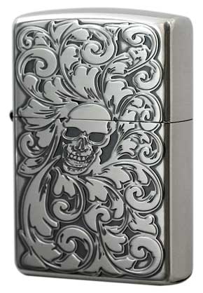 Zippo ジッポー ディープエッチング 唐草ドクロ メール便可