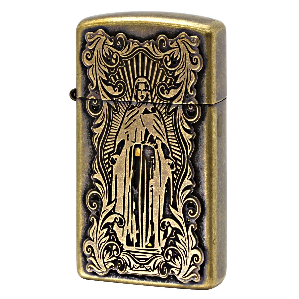Zippo ジッポー アラベスク マリア スリム ディープエッチング 両面加工 真鍮いぶし 63210298