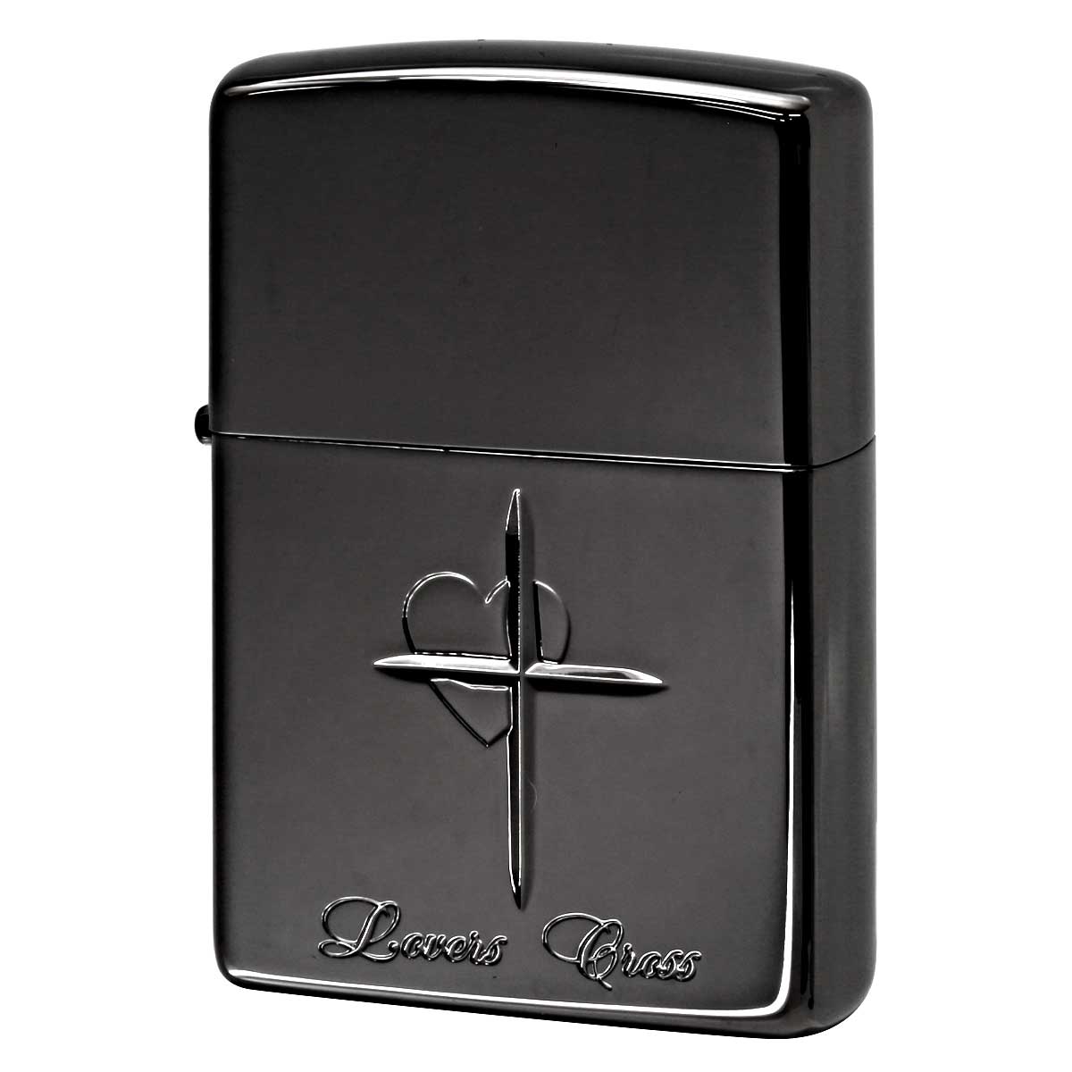 Zippo ジッポー ラバーズ クロス ハート ブラック ミラー Lovers Cross 63020298 メール便可