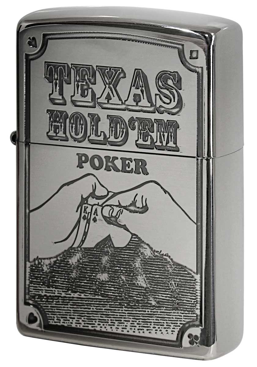 Zippo ジッポー POKER TEXAS HOLD'EM ニッケルいぶし メール便可