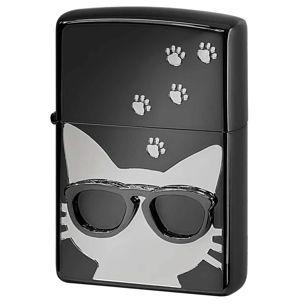 Zippo ジッポー 猫 ネコ 足跡 サングラス メタル Love Cat シルバー BdCAT-SV