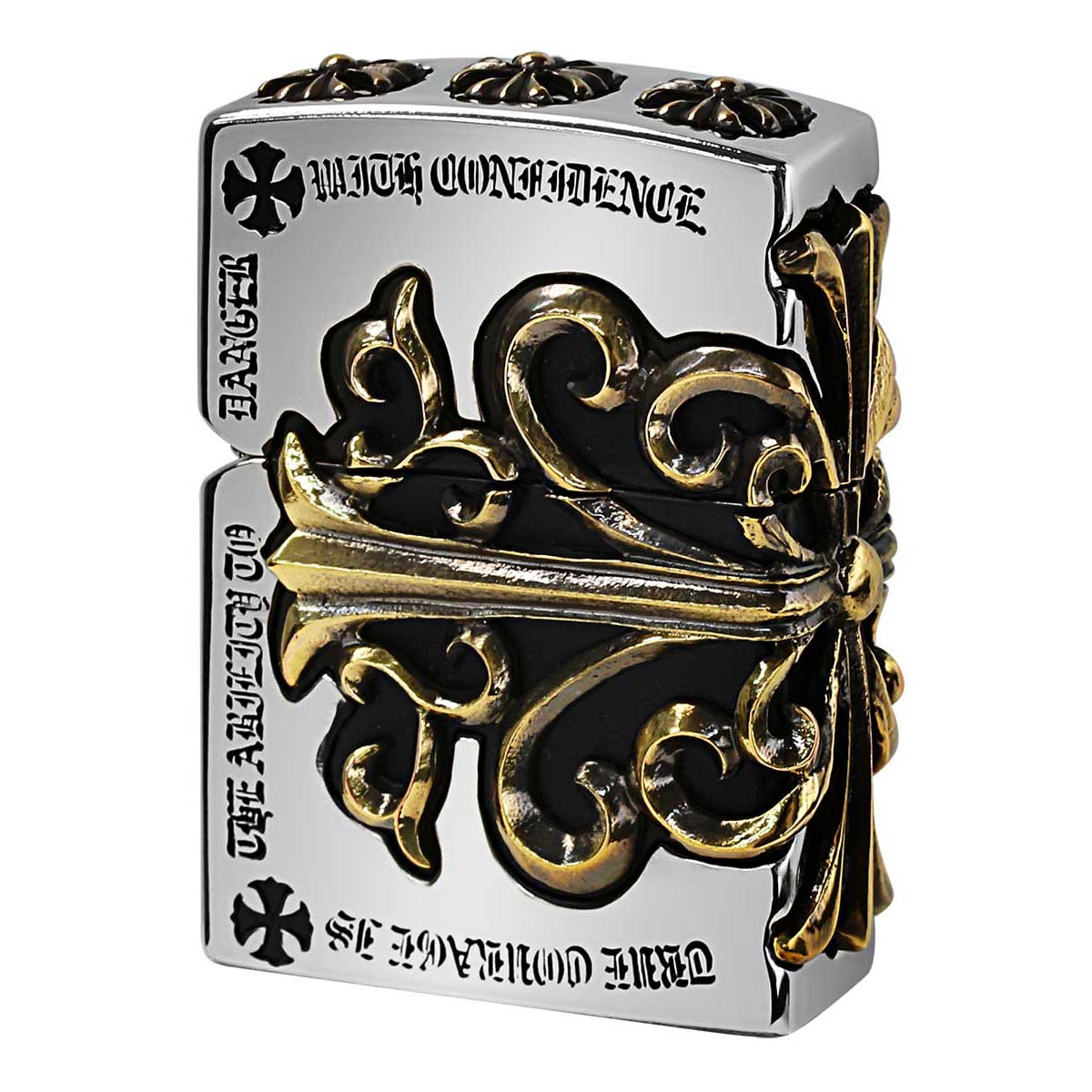 Zippo ジッポー クロス 十字架 フルメタル ジャケット 3面連続 ゴールド Full Metal Jacket CROSS 2FMJ-SIDECRSG20