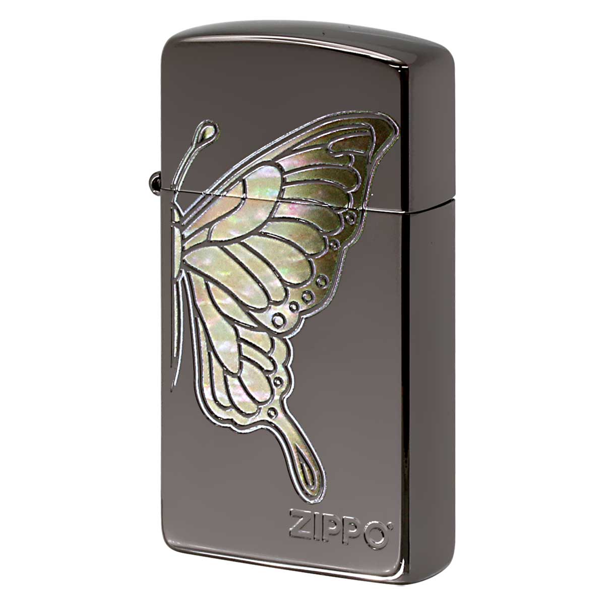 Zippo ジッポー スリム 蝶々 バタフライ シェル風プリント ホワイト 1600BN-BTWH