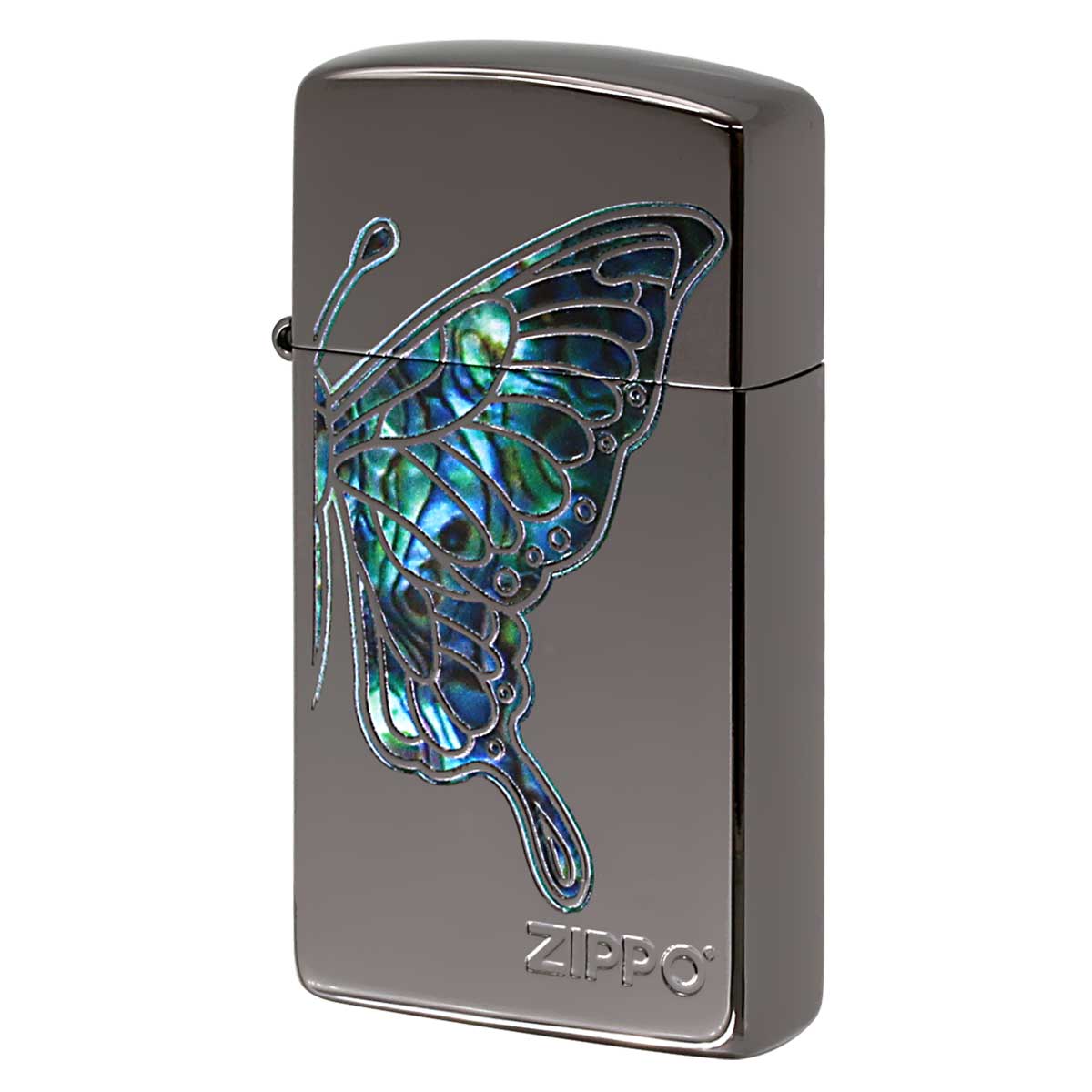 Zippo ジッポー スリム 蝶々 バタフライ シェル風プリント ブルー 1600BN-BTBL