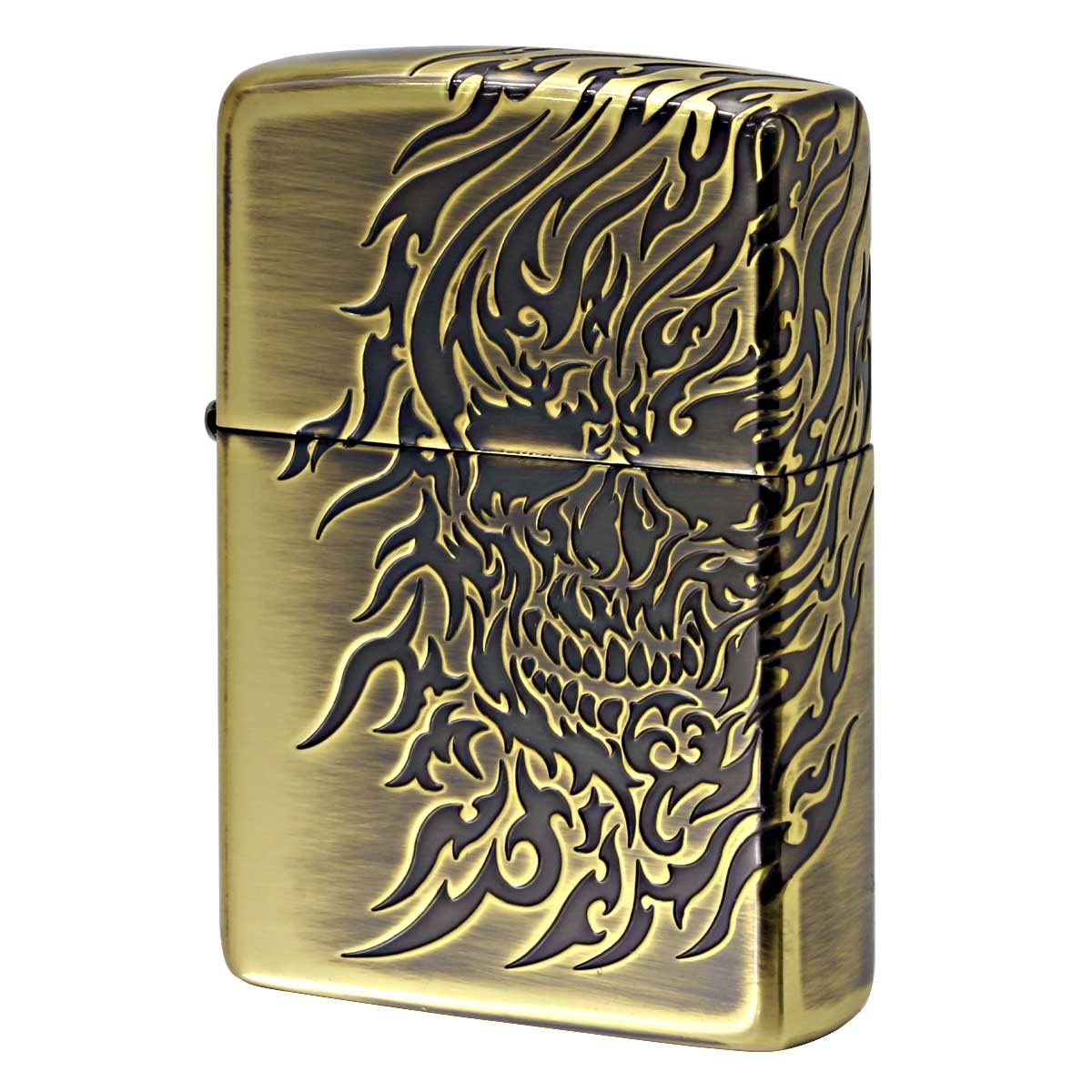 Zippo ジッポー トライバル スカル ドクロ ブラスいぶし 3D Type2 20SK3-BS メール便可