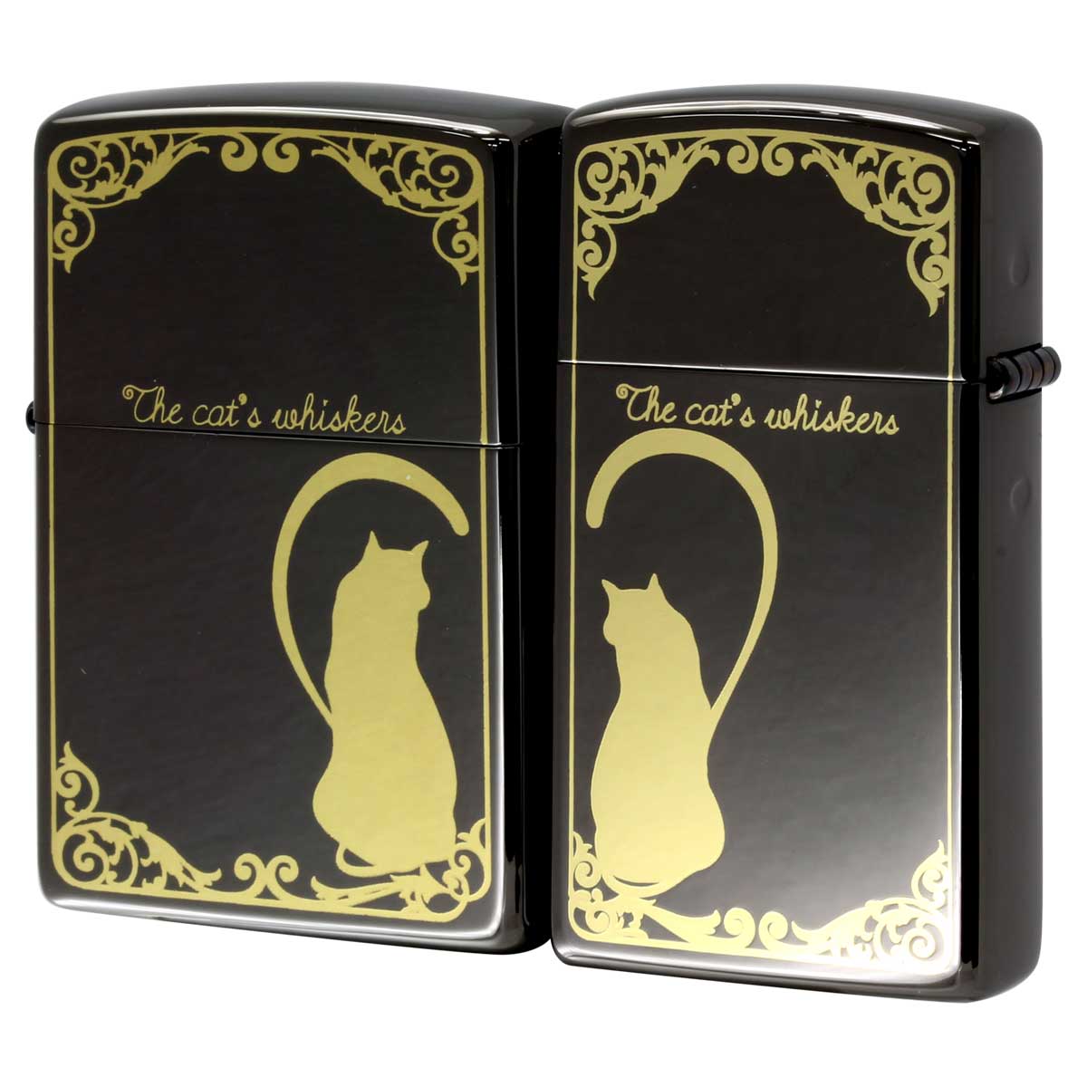Zippo ジッポー ペア ねこ 猫 ラブ シルエットハート ブラック ゴールド ペアセット Love Silhouette Pair Set A LS-BG