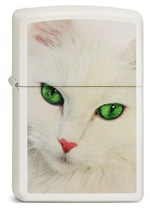 ヨーロッパ直輸入Zippo ジッポー White Cat Green Eyes 2003566