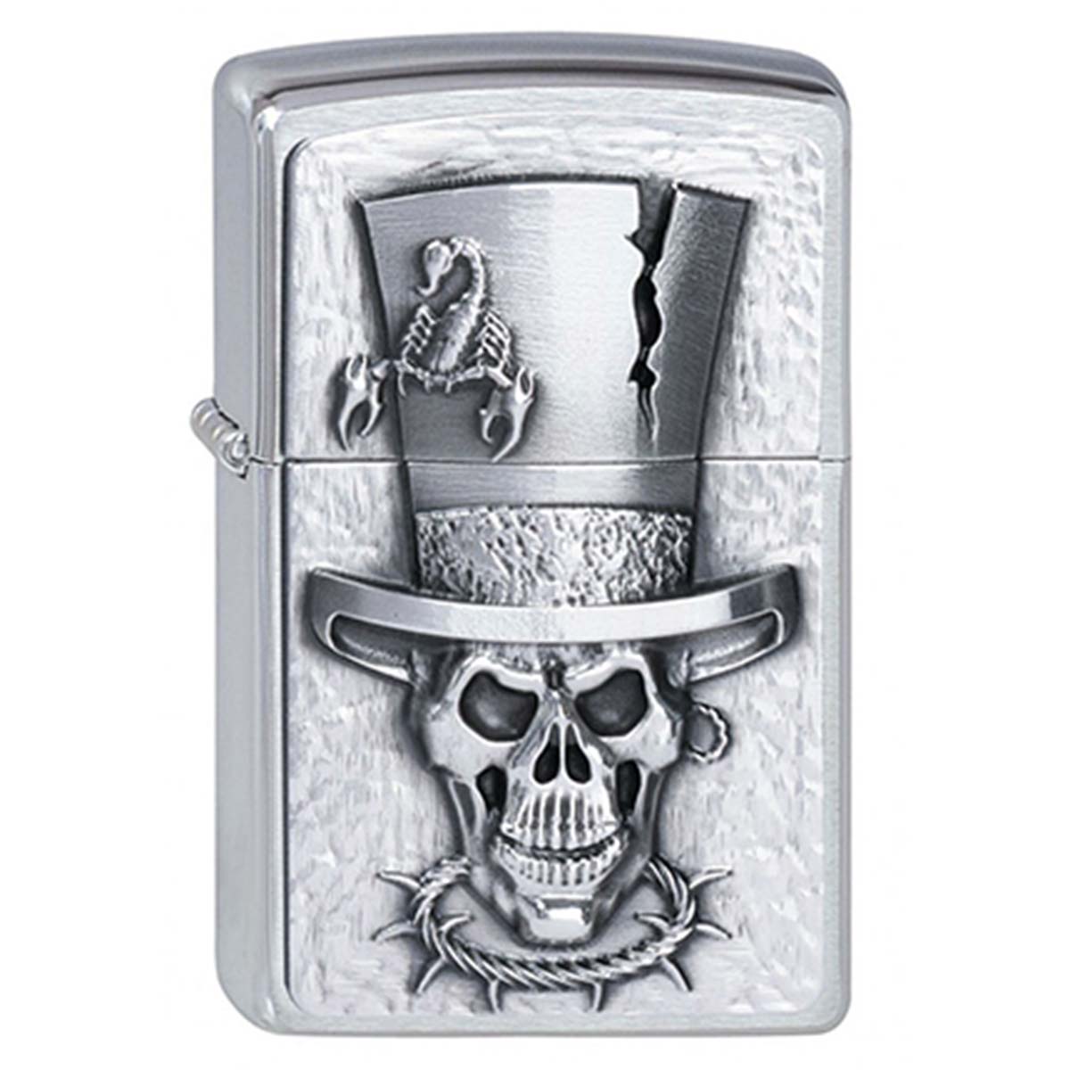 ヨーロッパ直輸入Zippo ジッポー スカル ドクロ 骸骨 ハット 帽子 Skull Top Hat エンブレム貼り 2001666