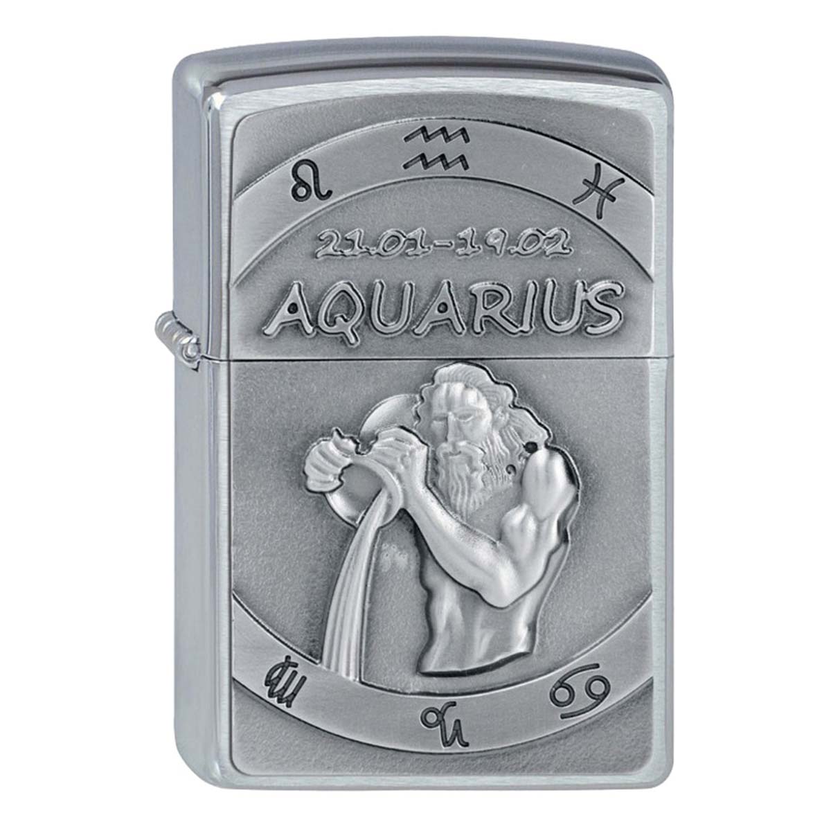 ヨーロッパ直輸入Zippo ジッポー 星座 アクエリアス 水瓶座 Zodiac Aquarius エンブレム貼り 2002070 メール便可