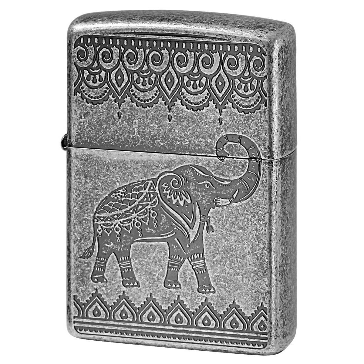 Zippo ジッポー インディアン エレファント 象 シルバー アンテーク風 INDIAN ELEPHANT B 1201S800 メール便可