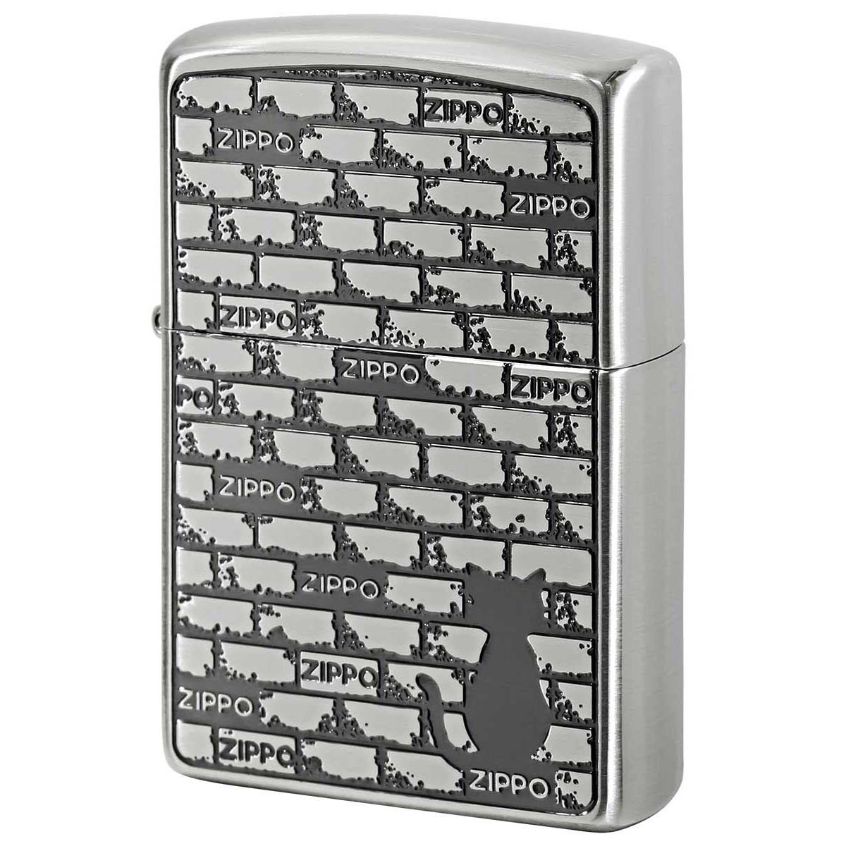 Zippo ジッポー ねこ 猫 レンガ 壁 ブリックキャット シルバー BRICK CAT SV 1201S819