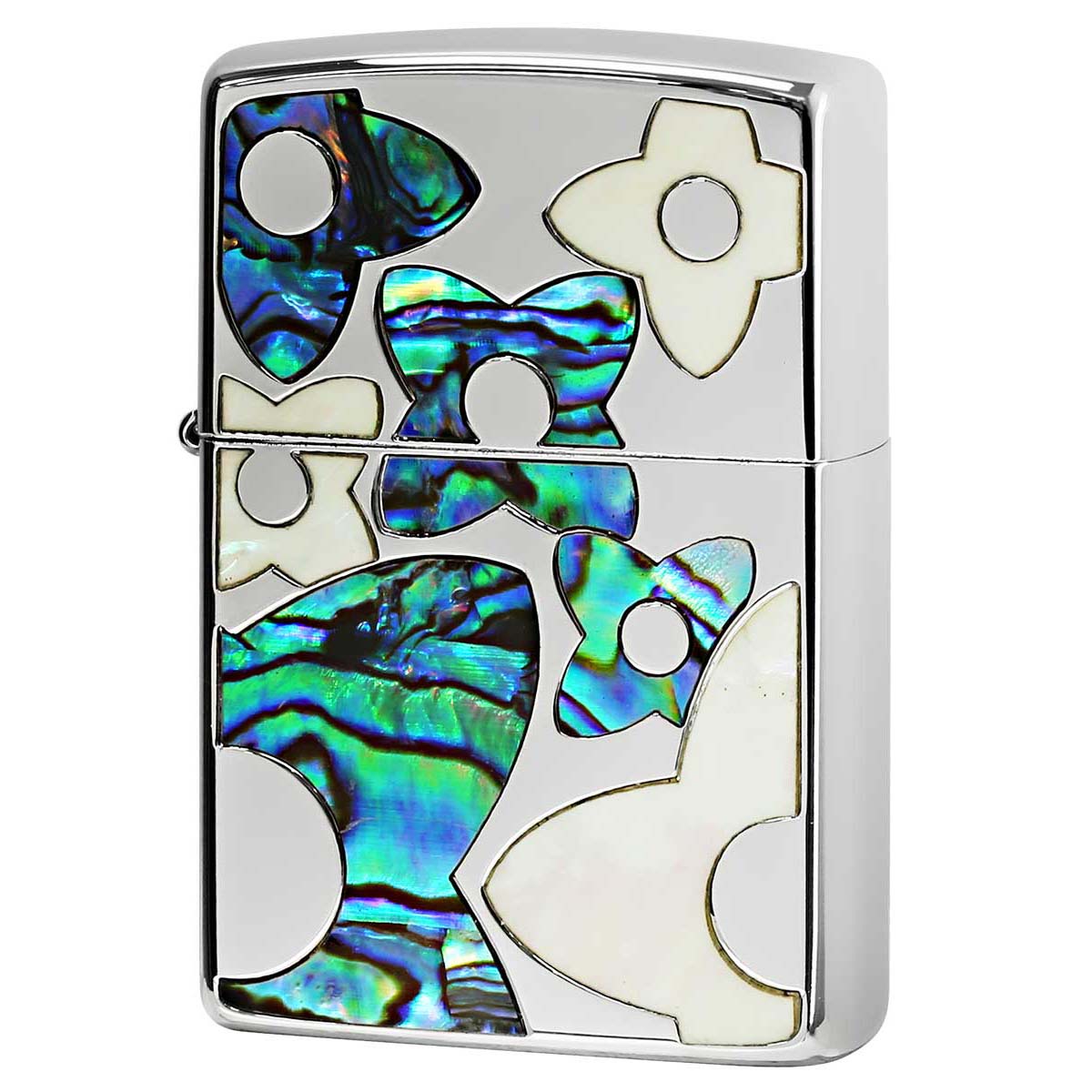 Zippo ジッポー シェル 貝 インレイ 象嵌 フラワー 花 シルバー Shell Flower SV 1201S835