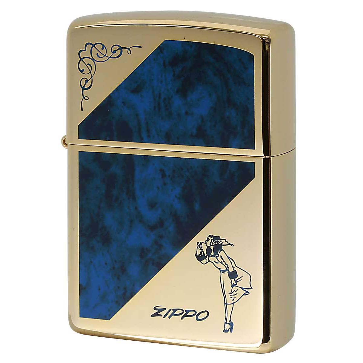 Zippo ジッポー ウインディ ガール マーブル 大理石調 アラベスク 唐草 ゴールドタンク 1201S816 メール便可