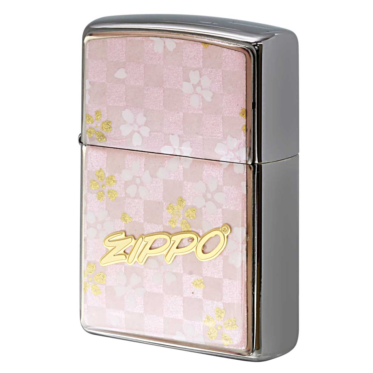 Zippo ジッポー 友禅和紙 伝統 和柄 ジッポ ロゴ 市松模様 桜 桃 1201S914 メール便可