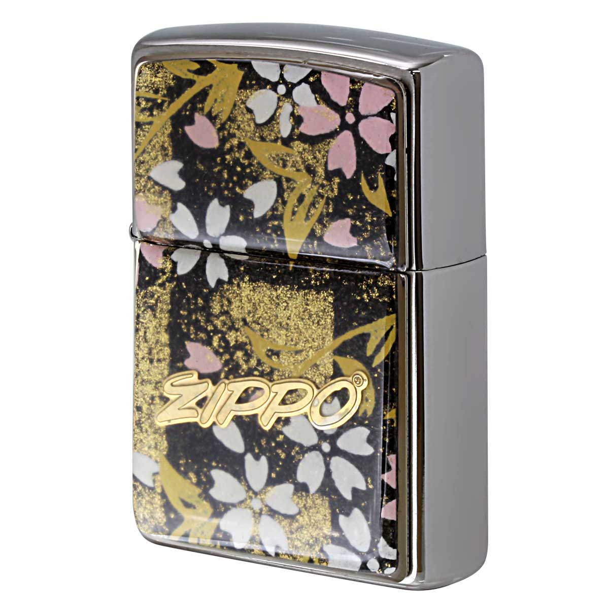 Zippo ジッポー 友禅和紙 伝統 和柄 ジッポ ロゴ 桜 黒 1201S916 メール便可