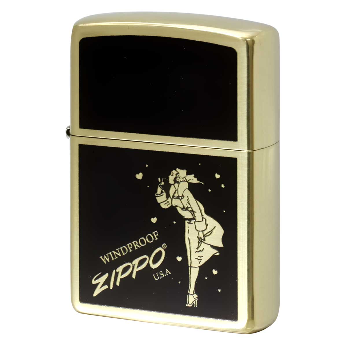 Zippo ジッポー Girl & HEART Windy ウインディ ハート ブラス BS 1201S938