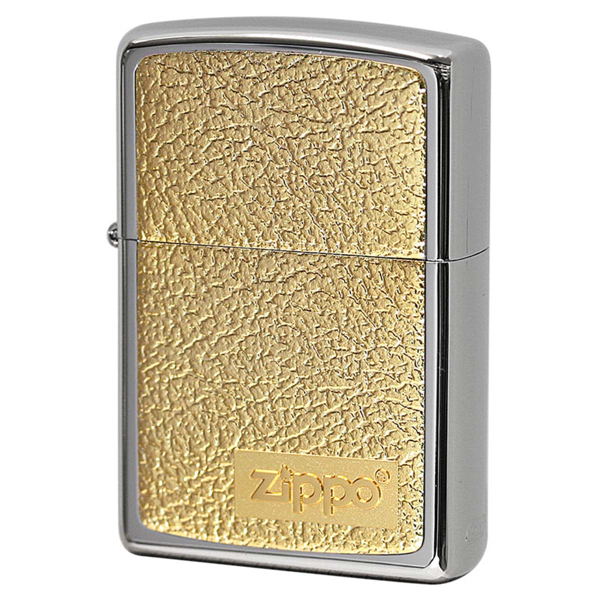 Zippo ジッポー チタニウムコーティング ゴールドプレート貼り ロゴ ZIPPO LOGO ＃200 銀チタン 15-14