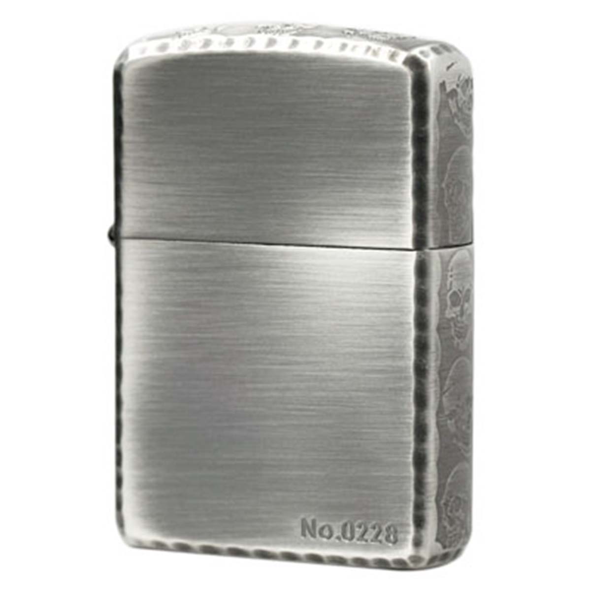 Zippo ジッポー スカル ドクロ 骸骨 3面サイドデザイン アンテーク シルバー コーナーリューター加工 Etching Router Antique Silver 3ER-SKULL B