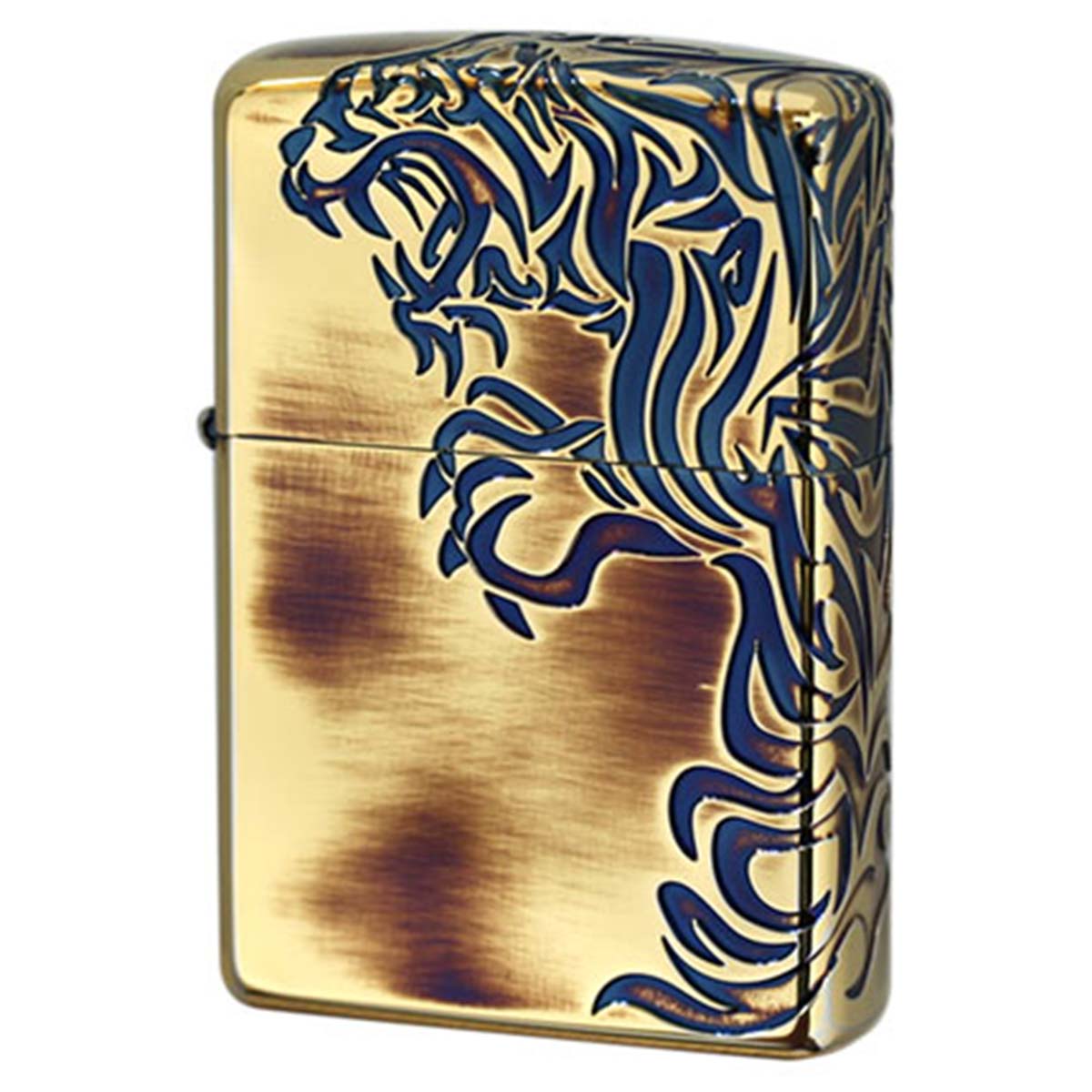 Zippo ジッポー タイガー 虎 アンテーク ブラス 3面連続加工 ストリーム タイガー ゴールドタンク Stream Tiger A