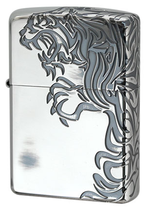 Zippo ジッポー Stream Tiger （B）Antique Silver（G・tank）