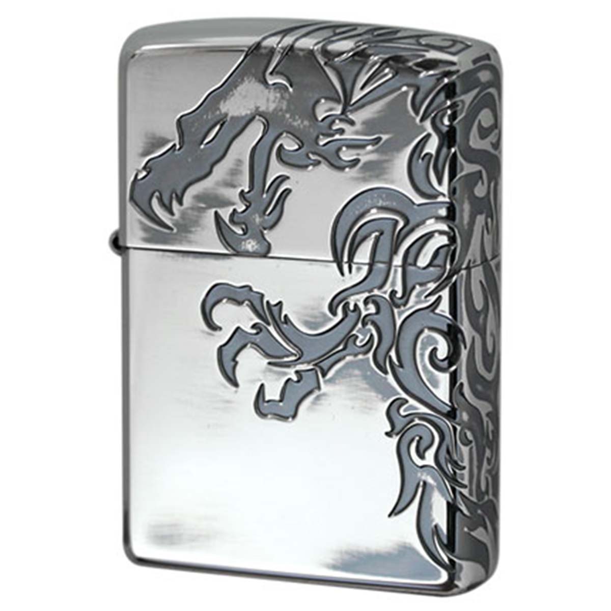 Zippo ジッポー ドラゴン 龍 アンテーク シルバー 3面連続加工 ストリーム ドラゴン ゴールドタンク Stream Dragon B