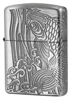 Zippo ジッポー Antique Series 昇鯉（B）アンティークSilver メール便可