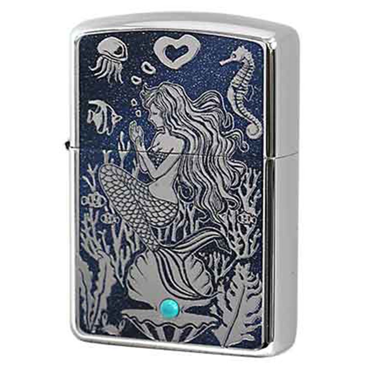 Zippo ジッポー アーマー 人魚 マーメイド ホワイトニッケル ラメプリント ARMOR Mermaid ターコイズ